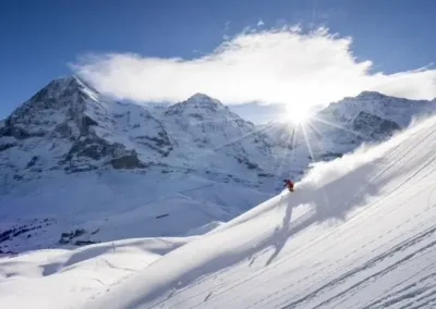 Swiss mountains covered in snow