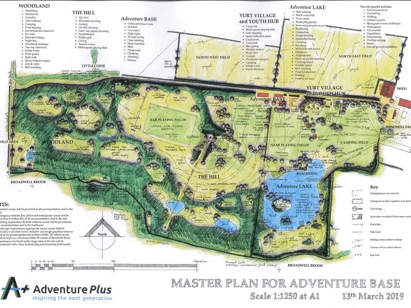 Map with plans for the new Adventure Base in Oxfordshire