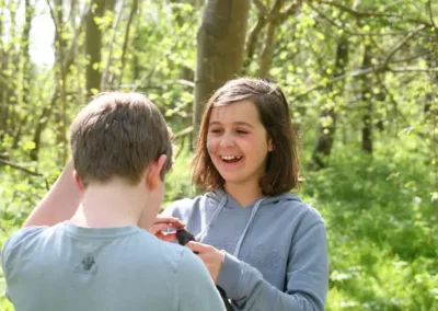 Happy child in a woodland