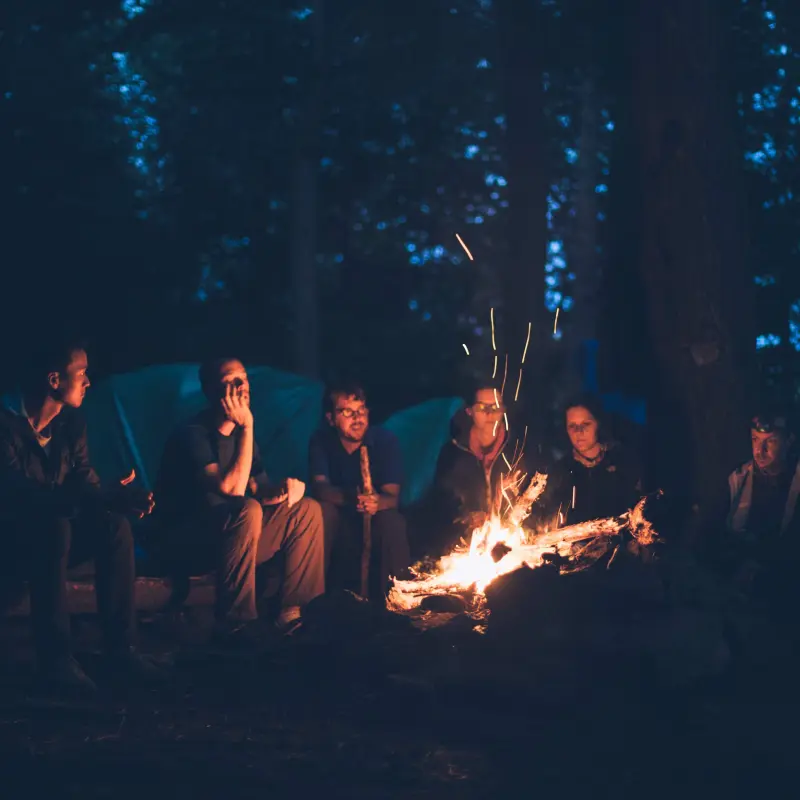Family around a campfire
