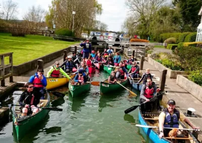 Canoes in a lock