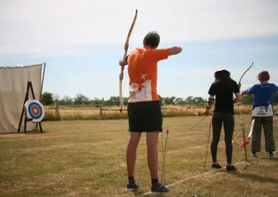 Aiming for the target in archery