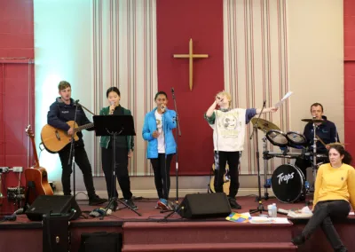 Group of young people leading worship