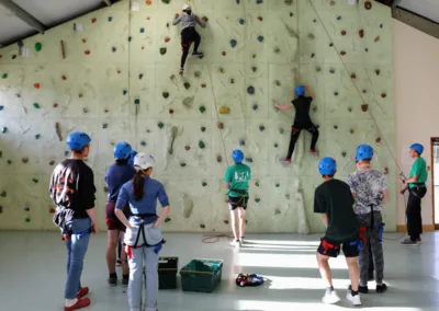 Climbing on an indoor climbing wall