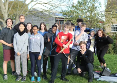Group of teenagers ready for an archery session