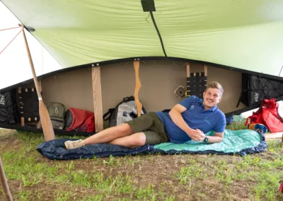 Wild camping set up for canoe journey